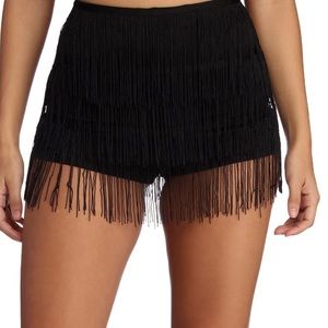 Black Fringe shorts